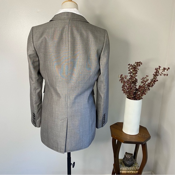 Brownish grey wool silk blend long blazer - Picture 4 of 7